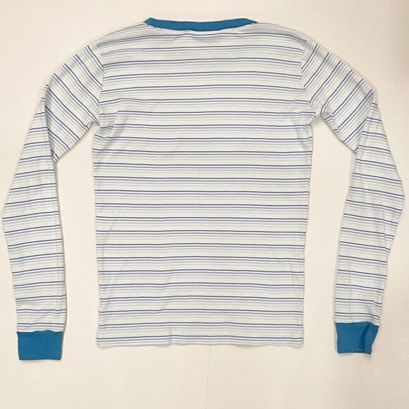 LAKE Pajama Top Blue Stripe 100% Pima Cotton Sleepwear Size 12 - Picture 2 of 4